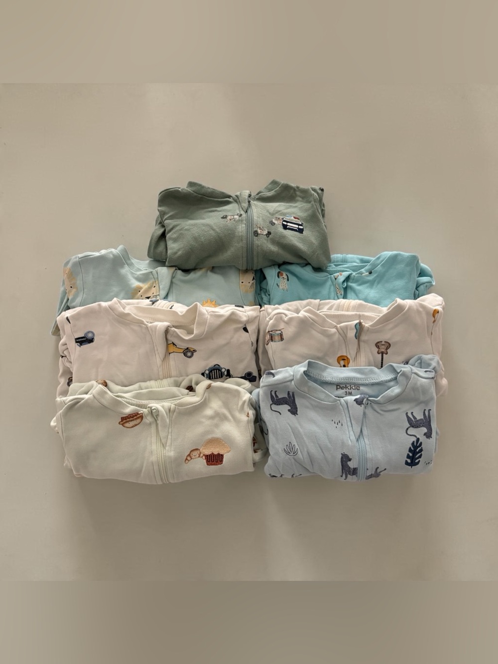 Pekkle Baby Cotton Zip Sleeper Bundle 3M | 7 Pyjamas